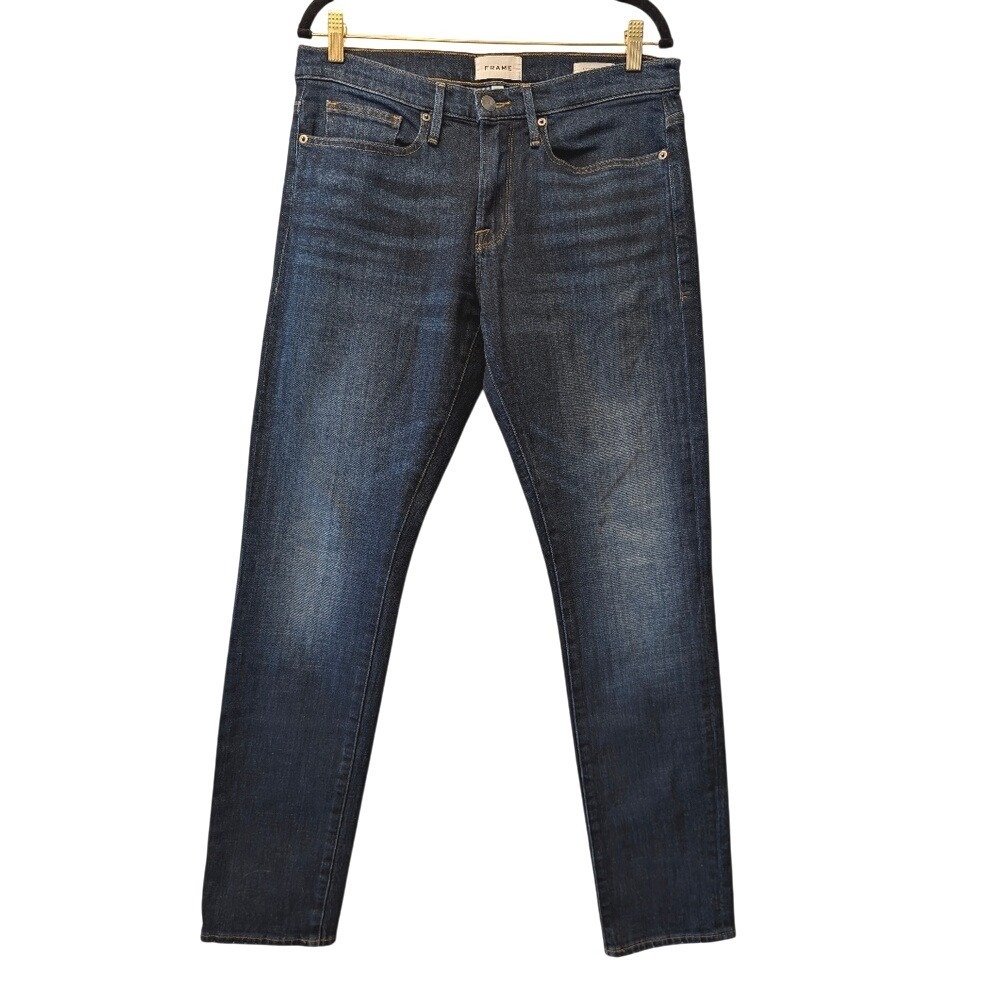 FRAME L'Homme Slim Jeans Baltic Dark Wash Denim Size 31 LMH0467